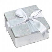 white square candy gift tin box with laser beam