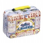 Printed Vintage Rectangular candy Tin Box with handle