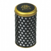 round candy tin dot embossed body