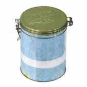 airtight round tin can candy storage with embossed lid