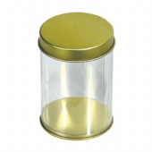 Plastic Tin Candy Containers PVC Tin Box With Transparent Body Food Storage