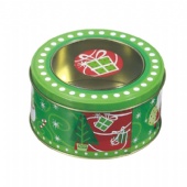 Christmas round window tin box