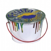 Christmas Tin Bucket with clear lid and handle