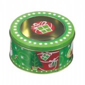 round Christmas Tin Box with clear Lid