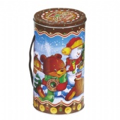 Round Christmas Tin Box