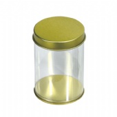 Christmas candy tin box with clear body