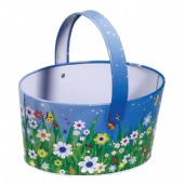 oval tin bucket with handle for candy packaging