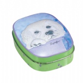 candy tin box with dog embossing