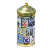 round wine tin box with cone shaped lid