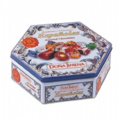 Hexagonal shaped biscuit tin box