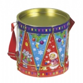 round chrismas tin box