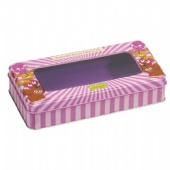 rectangular gift tin packing box with window lid