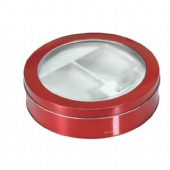 round Cosmetic tin box with window