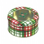 Candy Round Tin Box Silver color with clear window