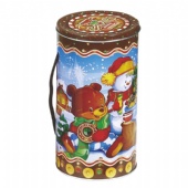 Christmas Cookie Round Metal Small Round Containers With Lids CMYK Printing