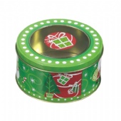 Printed Gift Tin Box For Watch Soap Washing Powder Storage Window Round Tin Cans