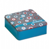 Blue Square Tins With Lids For Christmas Holiday Packaging