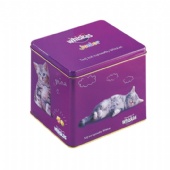 Pet Cat Food Storage Empty Square Tin Box With Stackable Lid