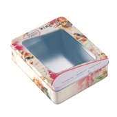 clear window Cosmetic Rectangular Tin Box