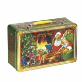 Christmas Food Storage Tin Box With Embossing Rectangular Metal Box