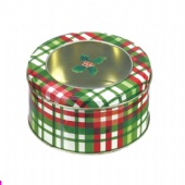 Food Grade Round Tinplate Cookie Tin Box Printing With Rolled In Edge Lid