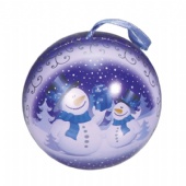 blue Color Printed Christmas Candy Metal Tin Ball box Containers