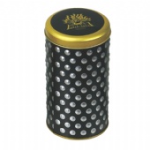 round popcorn tin box with dot embossing body