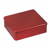 red embossed rectangular cigarette tin box